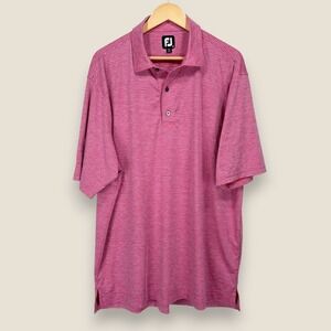 FootJoy FJ Performance Polo Shirt Men XL Pink Blue Striped Wicking Stretch Golf